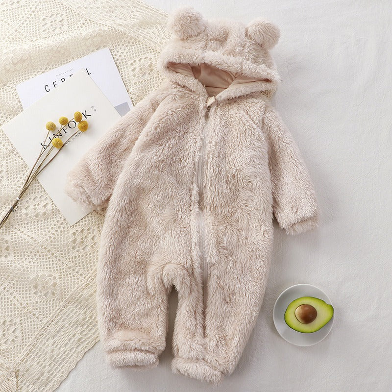 SnuggleBear™ - Fluffy Hooded Baby Romper