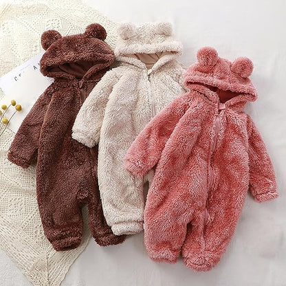 SnuggleBear™ - Fluffy Hooded Baby Romper