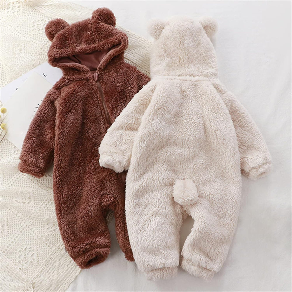 SnuggleBear™ - Fluffy Hooded Baby Romper