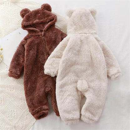 SnuggleBear™ - Fluffy Hooded Baby Romper