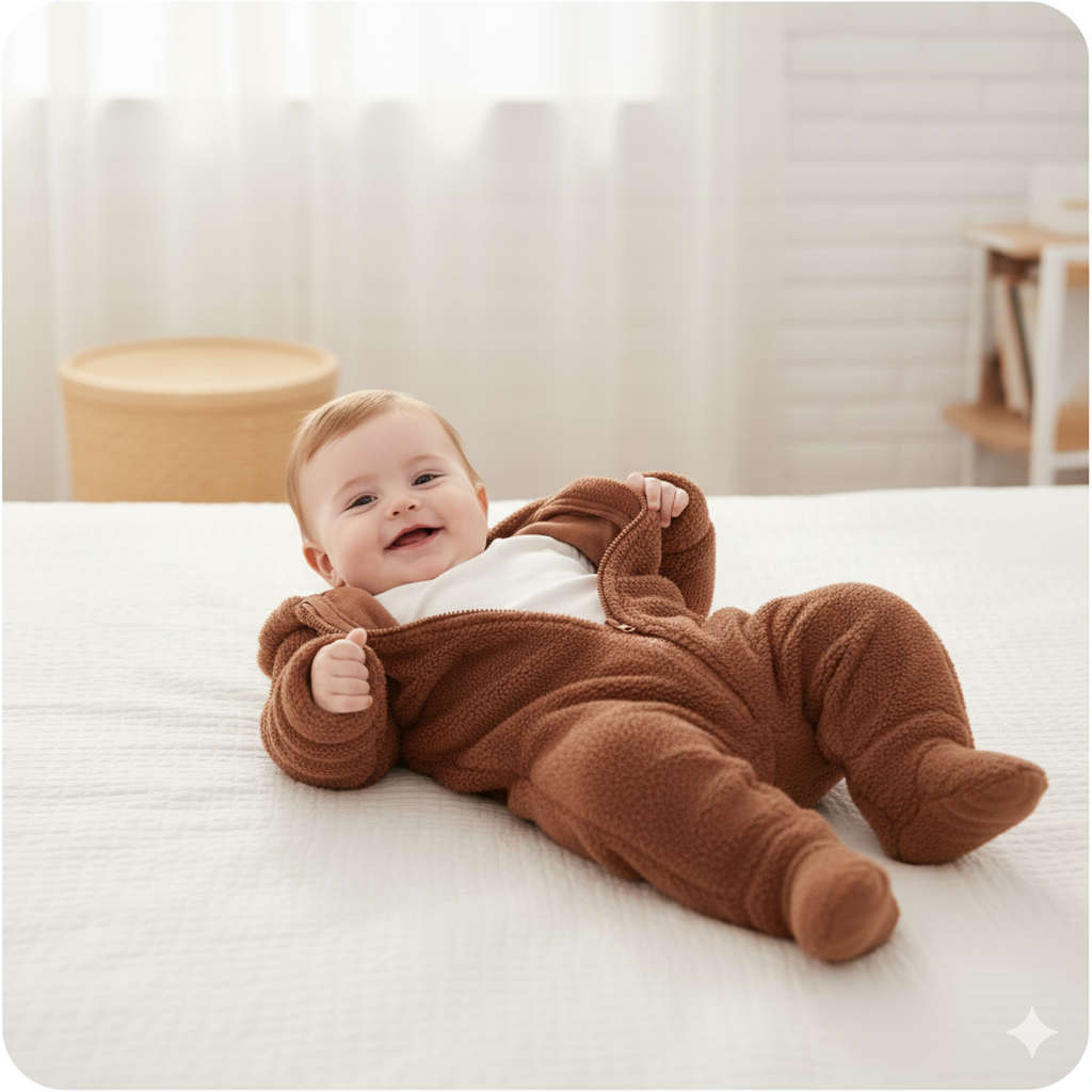 SnuggleBear™ - Fluffy Hooded Baby Romper