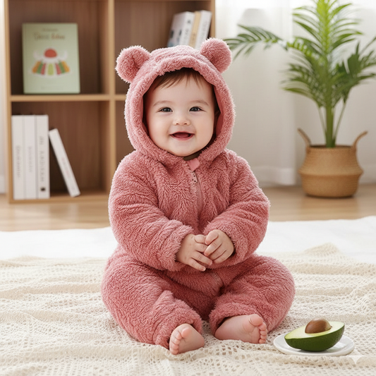 SnuggleBear™ - Fluffy Hooded Baby Romper