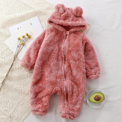 SnuggleBear™ - Fluffy Hooded Baby Romper