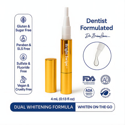 BrightSwipe™  Viral Teeth Whitening Serum Pen + Dual-Peroxide Formula & Xylitol