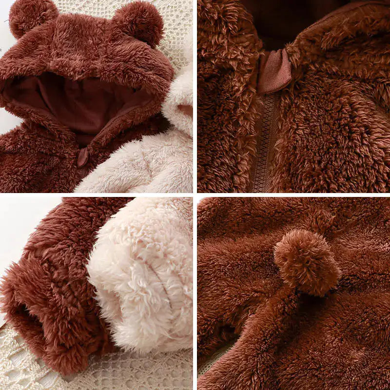 SnuggleBear™ - Fluffy Hooded Baby Romper