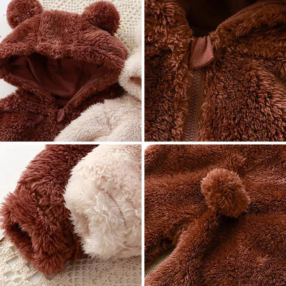 SnuggleBear™ - Fluffy Hooded Baby Romper